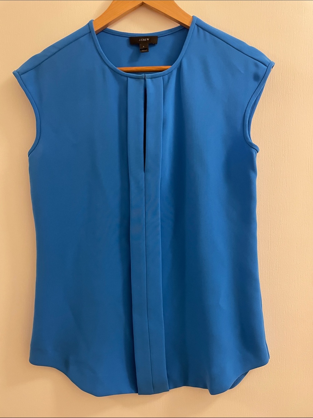 J. Crew Bright Blue Sleeveless Pleat-Front Blouse